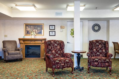 Cozy common area with seating and decor