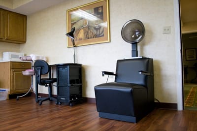 Interior view of a hair salon area