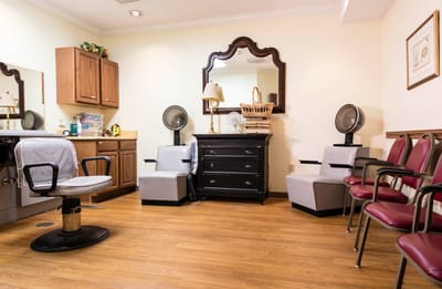 Interior view of a beauty salon within the facility.