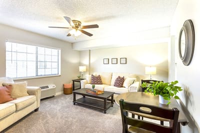 Cozy common area with seating and plants