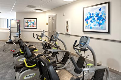 Exercise equipment in a modern fitness room
