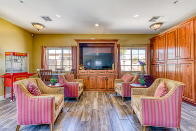 Common area with seating and television