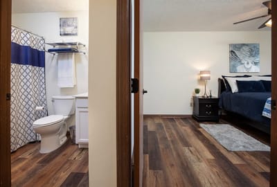 A private resident room with bathroom