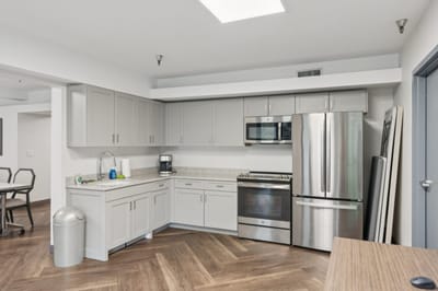 Modern kitchen area in a senior living facility