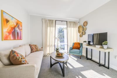 Bright common area with comfortable seating