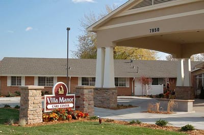 Exterior view of Villa Manor Care Center entrance
