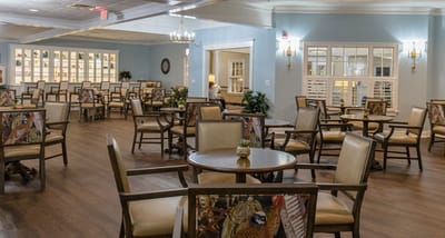 Bright and spacious common area with seating