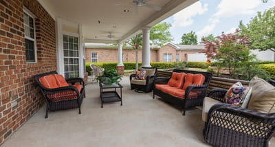 Outdoor seating area with comfortable furniture