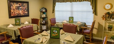 Dining room set up for a meal service