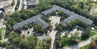 Aerial view of Yankee Hill Village facility and grounds.