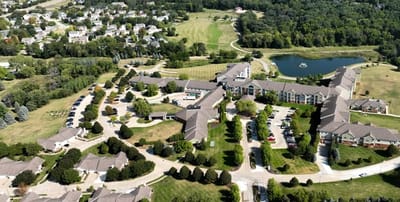 Aerial view of Yankee Hill Village facility and grounds.
