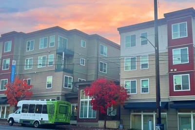 Exterior view of Emerald City Senior Living building