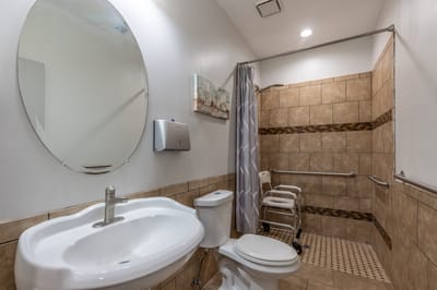 Accessible bathroom with safety features