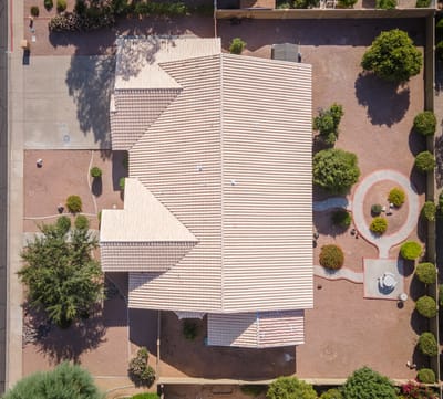 Aerial view of the assisted living facility grounds