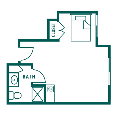 Architectural floor plan of a living space
