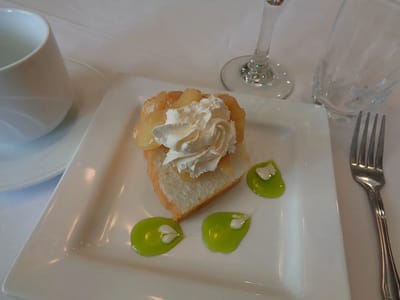 Dessert presentation on a white plate