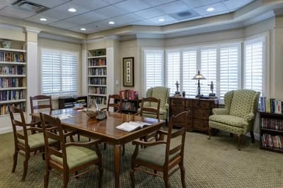 Cozy interior library and meeting area