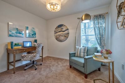 Cozy interior room with desk and chair