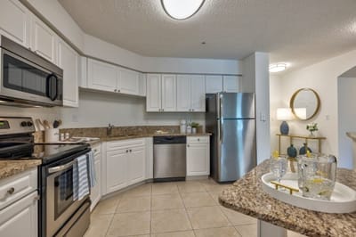 Bright interior kitchen with modern appliances