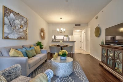 Well-decorated living room with comfortable seating