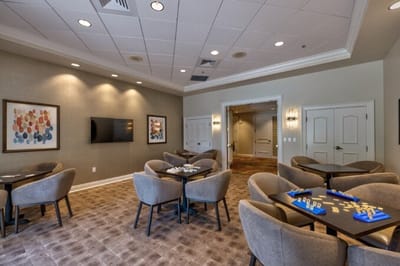 Common area with seating and game tables