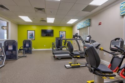 Interior gym with exercise equipment