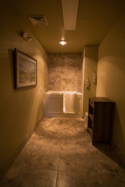 Accessible bath area in a senior living facility