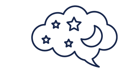 Cloud icon with stars and a crescent moon