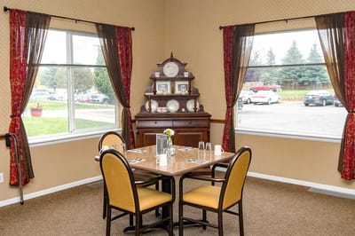 Cozy dining area with a table set for a meal