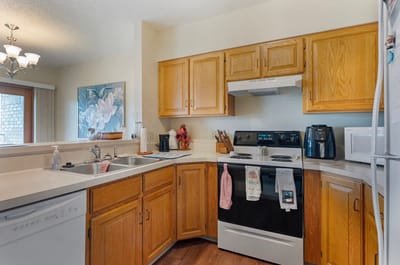 Well-equipped kitchen in a senior living facility