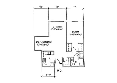 Architectural floor plan of a residential unit
