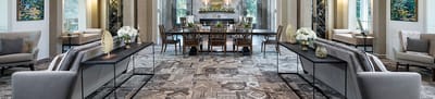 Bright common area with elegant furnishings and decor