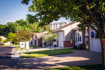 Row of single-story homes in a senior living community