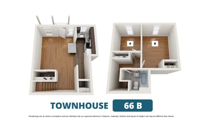Architectural floor plan of a townhouse layout