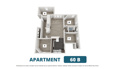 Architectural floor plan of an apartment layout