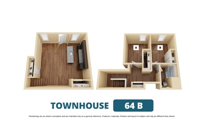 Architectural floor plan of a townhouse unit
