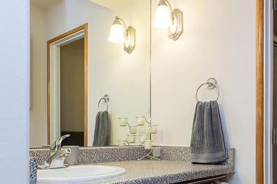 Neatly arranged bathroom sink with modern fixtures