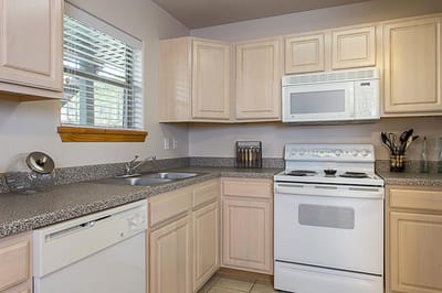 Bright kitchen interior with modern appliances