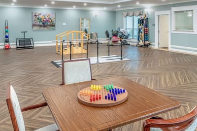 Interior activity room with equipment and games