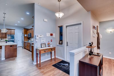 Warm and inviting entryway of a senior living facility
