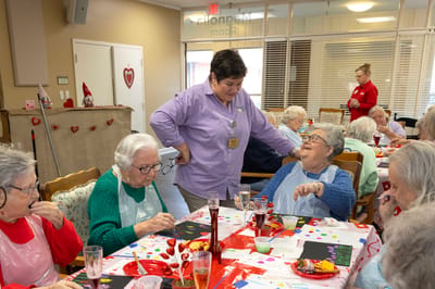 Residents enjoying a group activity in a common area