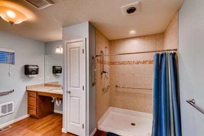 Accessible bathroom in a resident room
