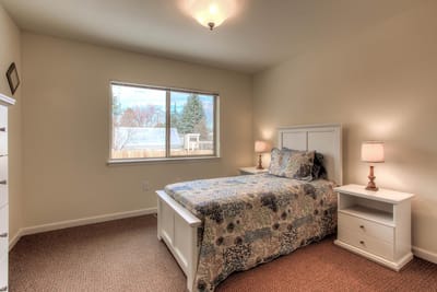 Private resident room with bed and window