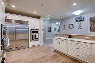 Modern kitchen interior with stainless steel appliances