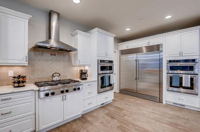 Modern kitchen interior with stainless steel appliances