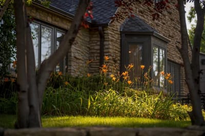 Beautiful garden area with flowers and greenery