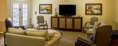 Comfortable common area with seating and decor