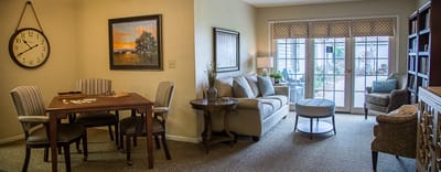 Cozy living area with a dining table and chairs