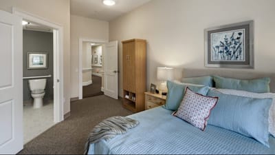 Cozy private resident room with a bed and bathroom
