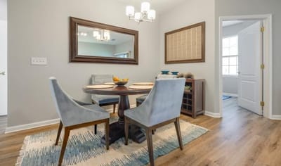 Bright and modern dining area in a senior living facility
